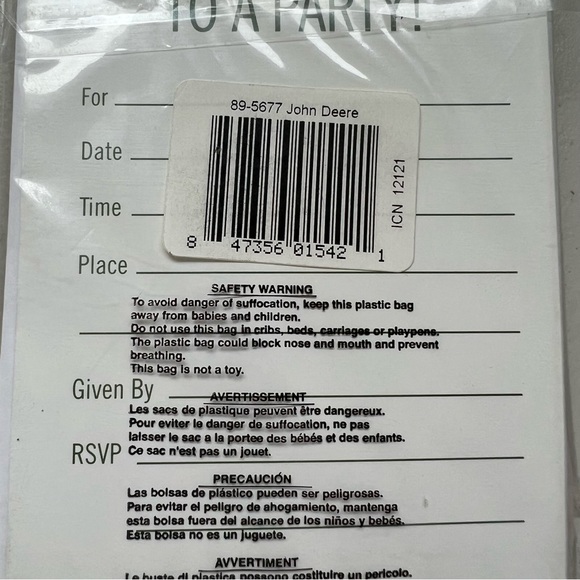 John Deere Tractor Birthday Invitations NEW Package of 8 - Picture 4 of 5